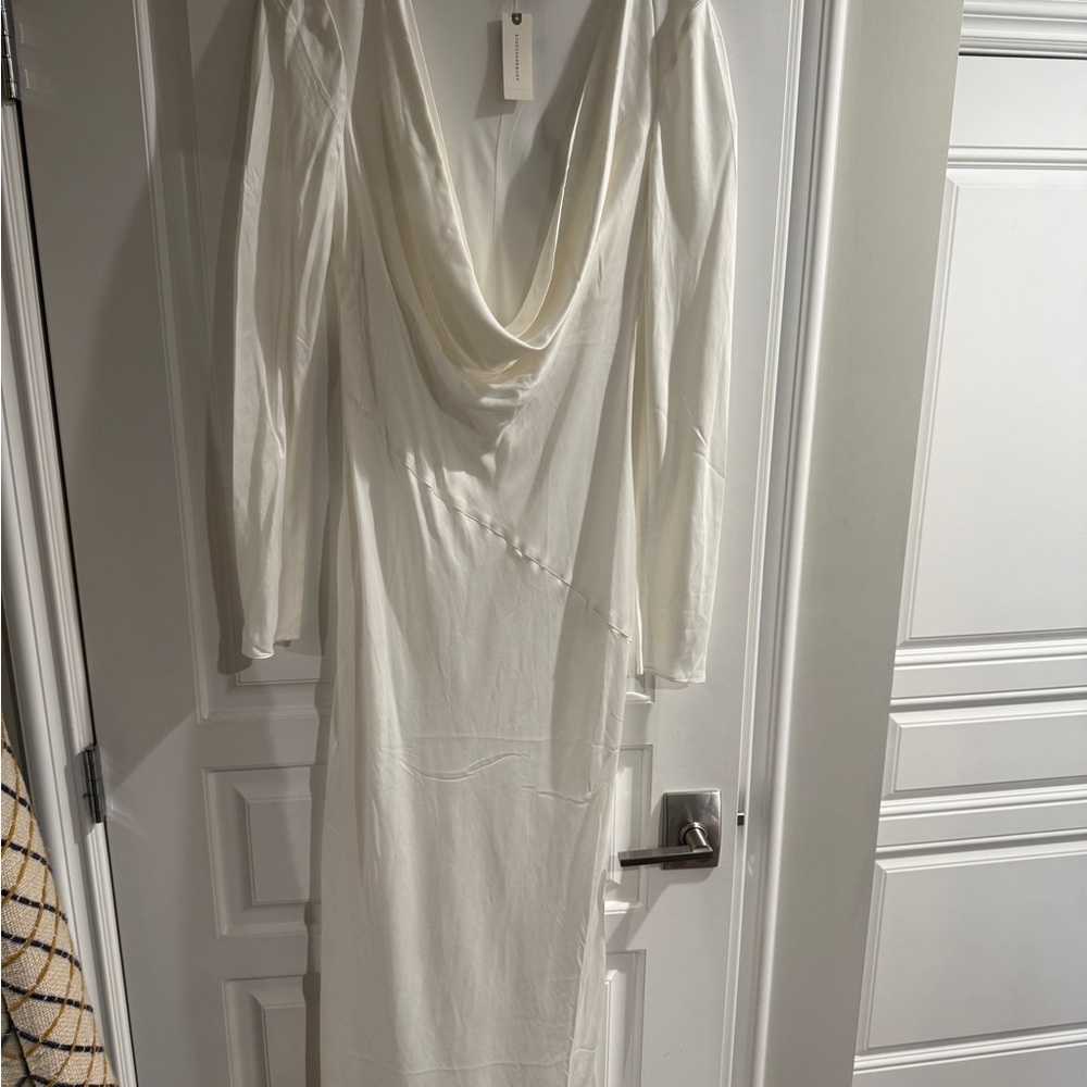 Elegant White Draped Maxi Dress
